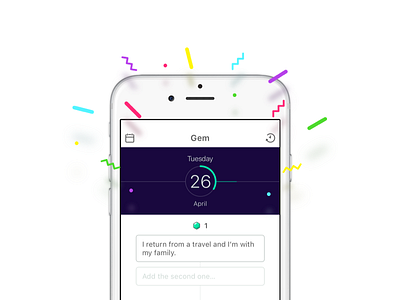Gem add app confetti enjoy gem happiness ios motivation precious timeline