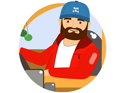 Modern Truck Driver car driver illustration logo man path person travel truck trucker