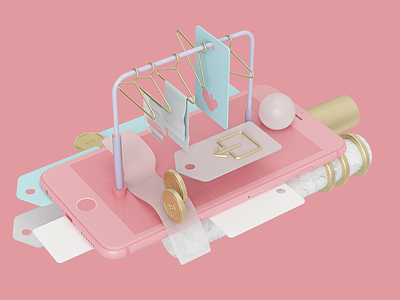 COSAS! 3d gold iphone pink render