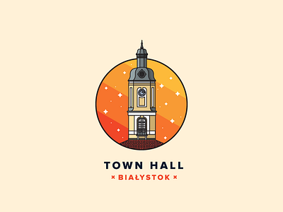 Białystok Town Hall badge bialystok city flat icon illustration label line poland vector web designer