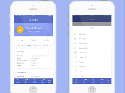 Shine Ios 3 clean flat ui ios app job app material design ui ux