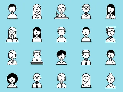 Icon Set – People avatar dangerdom dominic flask flat icon illustration line people person profile series vector