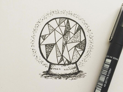 Crystal ball tell me life is beautiful crystal ball design detail dot drawing fine liner freelance illustration illustrator pattern sketch tattoo