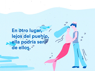 Illustrated Book blue book circular dancing illustration mermaids ocean