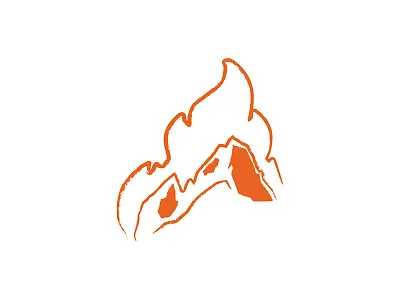 The Burning Mountain fire graphic logo orange sketch