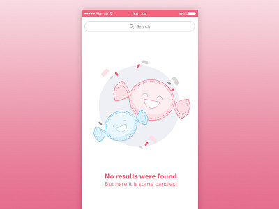 No results found but here it is some candy. app candy illustration pink results search