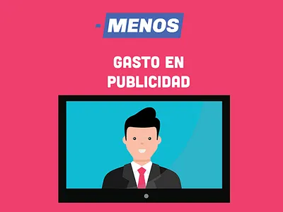 Más y menos ad flat illustration mexico politician tv