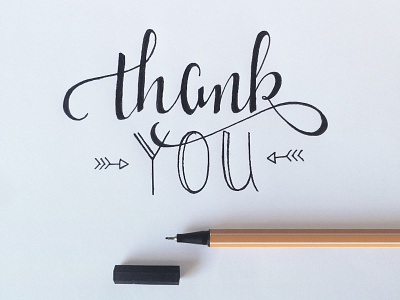 Hello Dribbble! calligraphy handwritten lettering thanks