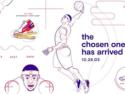 Lbj Debut basketball illustration lebron primary color simple