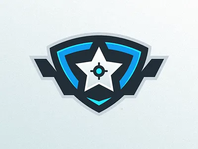 FPS Star Logo Design badge blue esports fps gaming logo reticle shield shooter sports star streaming