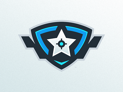 FPS Star Logo Design badge blue esports fps gaming logo reticle shield shooter sports star streaming