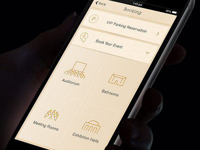 Oman Convention Exhibition Centre app booking clean exhibition flat icon ios iphone muscat parking ui ux