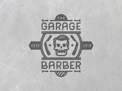 The Garage Barber badge barber garage hair icon logo mississippi razor skull