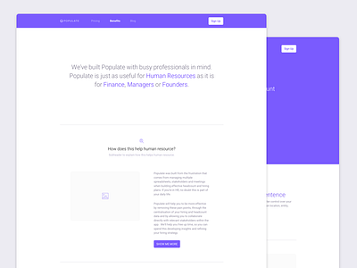 Populate Landing page Redesign design landing marketing page redesign website
