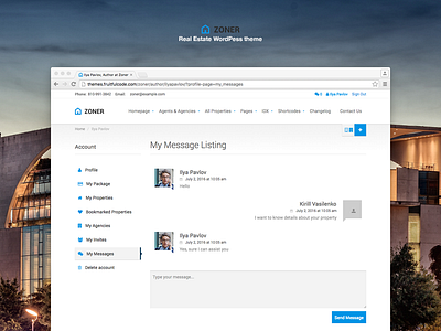 Message System chat frontend message message system messages user interface user profile wordpress theme zoner real estate