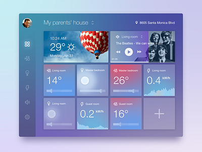 Daily UI #021 - Home Monitoring Dashboard challenge daily ui dashboard home lights monitoring temperature ui