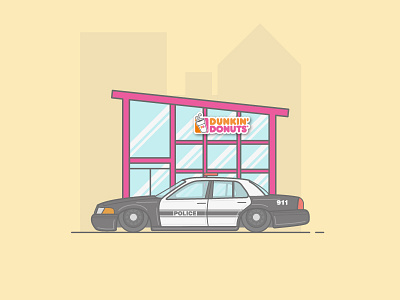 Natural Habitat america architecture car city cityscape cop donut dunkindonuts illustration police usa vector
