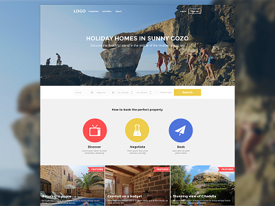 Holiday Website 3 steps abroad booking fold gozo header hero image holiday malta properties steps website