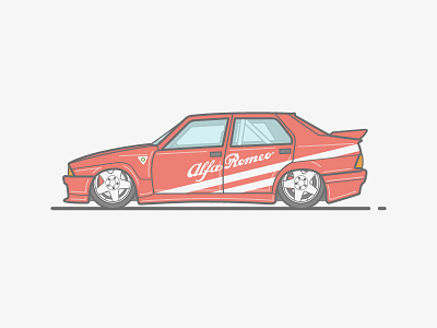 Alfa Romeo 75 Turbo Racecar adobe alfa car illustration italian lineart racecar retro romeo vector vintage