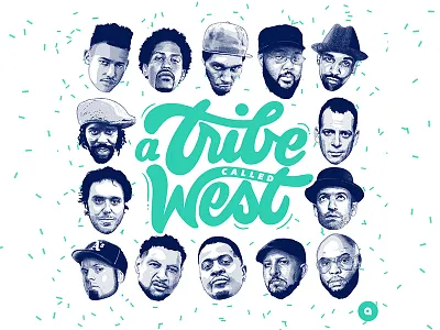 A Tribe Called West mixtape Cover blue cover green illustration lettering music portraits rap type west coast