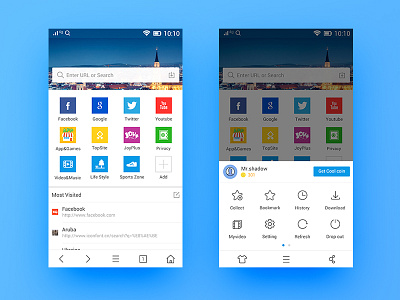 Browser UI Design app blue browser clean color design simple ui