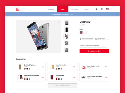 OnePlus 3 Product page concept case study concept e commerce one plus optimization phone product redesign responsive startup study web