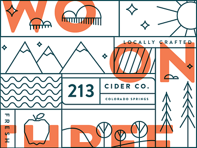 213 Illustration 213 ales badge cider colorado springs drawing line logo number overlap pattern