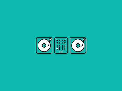 Trntbl. dj icons illustration illustrator mixer record sound teal trntbl turn table