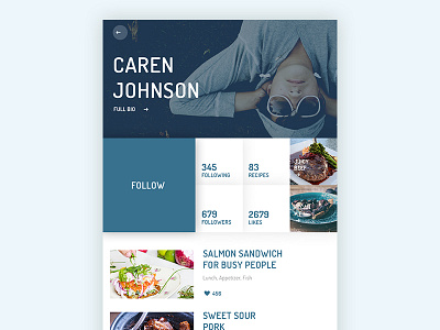 Profile Feed app challenge daily ui food ios profile recipe ui