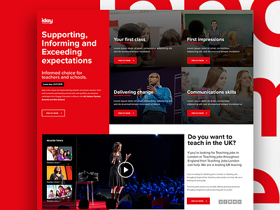 Dribble Iday hero homepage landingpage red redesign resource typography ui ux