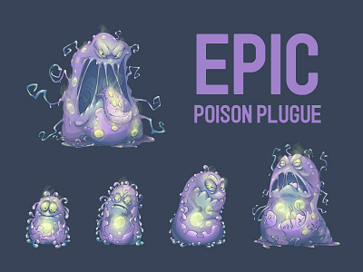 Poison Plugue Epic amoeba bactaria character creature game plugue poison sad slime vector