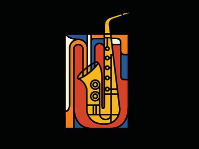 Jazzy design illustration jazz monoline saxophone vintage