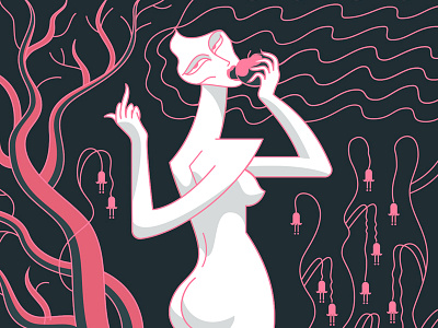 no gods, no masters (detail) apple bible eve feminism illustration linework outline vector