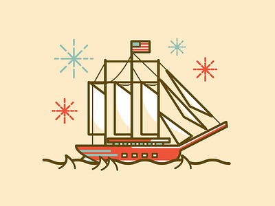 4th of July boat holiday illustration july ship usa