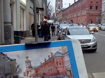 20160415 Petrovka cityscape painting plein air plein air pleinair urbansketchers watercolor
