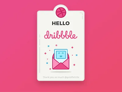 Hello Dribbble ! badge cute dribbble giveaways hello illustration invitation invite invites mail