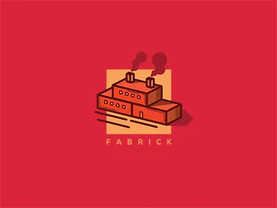 Fabrick logo brick building fabric fabrication fabrick factory hunap hunapstudio orange red