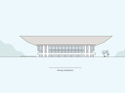 Lenin Palace, Almaty almaty drawing flat kazakhstan lenin palace lines