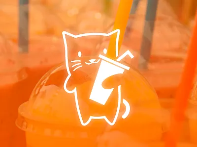 Client : Meow Gee - LOGO Design boba tea cafe cat coffee gee hk hong kong logo mack meow orange