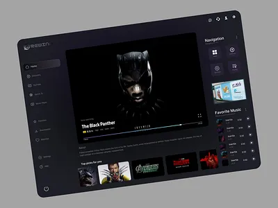 Dark-Themed Streaming Dashboard UI custom playlists dashboard design digital experience entertainment app immersive experience interactive ui media platform minimalist design modern interface movie player music integration responsive layout smart navigation streaming ui ui aesthetic ui design user friendly ux design ux ui web application