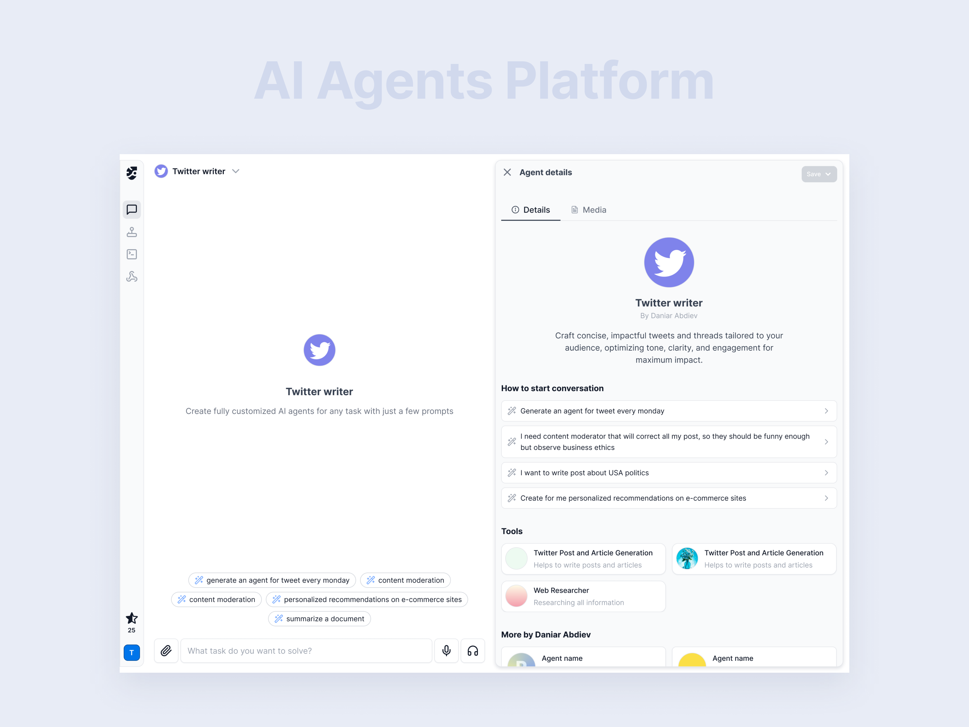 Maskara.ai — AI Agents Platform aiagent app chat design details messenger ui ux webapp