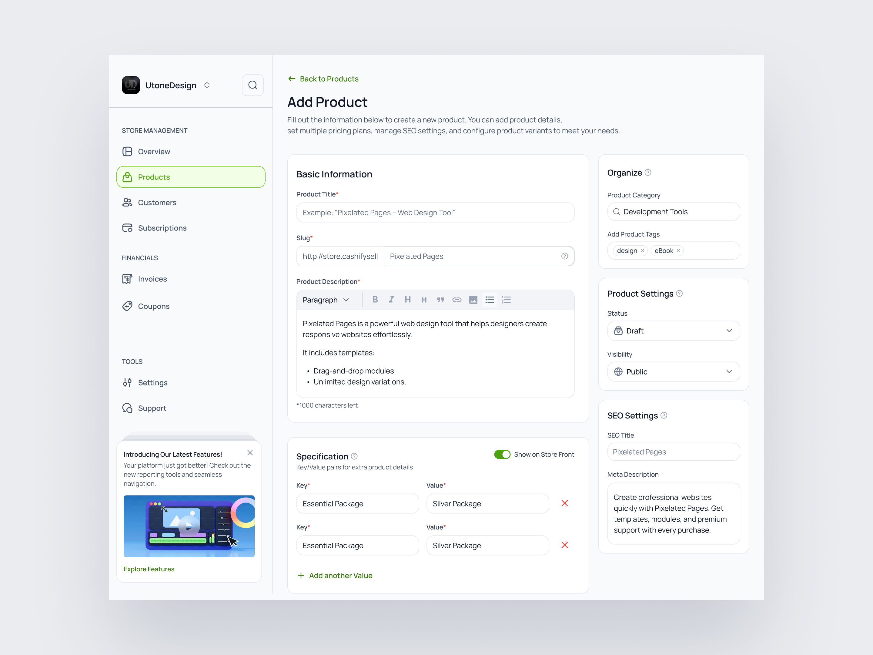 Example of Dashboard & Web App Design