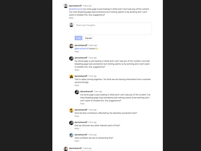 Community Comment Thread community engagement marketplace product design trust ui
