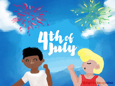 Happy 4th of July 4th of july digital painting digitink magazine fireworks friends friendship illustration independence day july