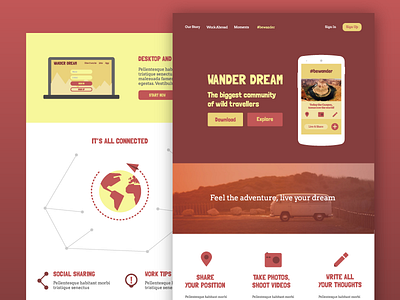 Wander Dream - App Landing Page app app landing page landing page travel wander dream web design website design