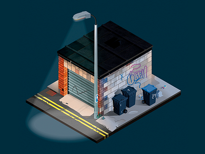 The Garage adobe dark illustrator isometric lights photoshop render vector