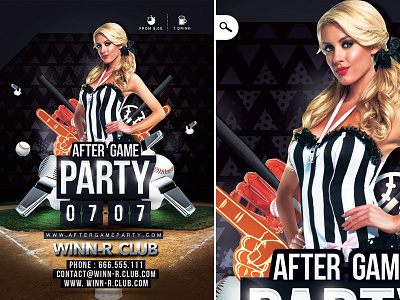 After Game Party Baseball after game bar celebation club fan flyer game party pub referee sport whistle