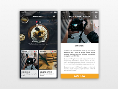 Book Event booking app card daily ui design interface detail event experience interface mobile ui ux web