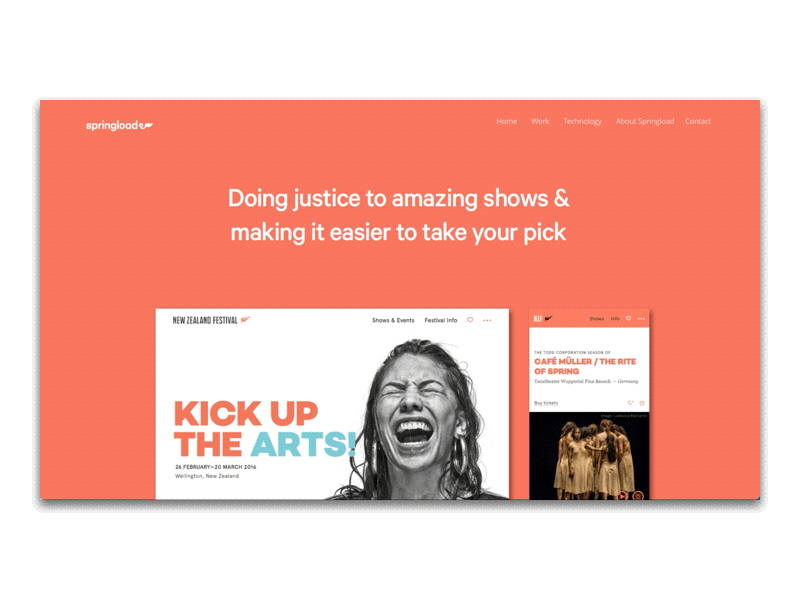 Springload homepage concept art browser design html5 ipad iphone springload transition web