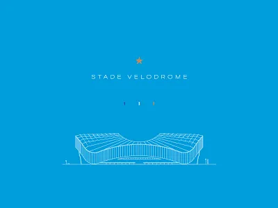 Stade Velodrome design euro 2016 flat design football line work